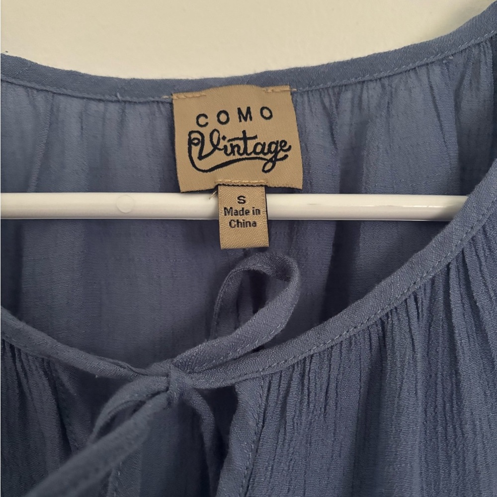 Como Vintage Blue Puff Sleeve Blouse - Picture 2 of 3